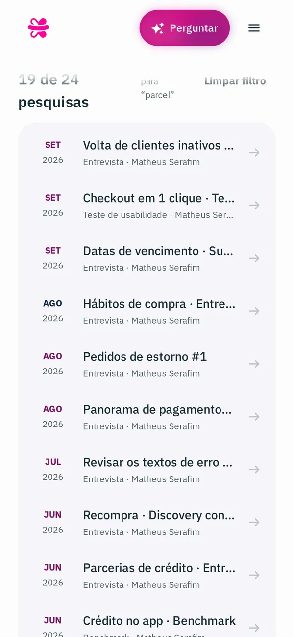 Resultados de busca no celular.