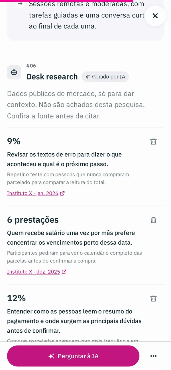 Desk research e limitações no celular.
